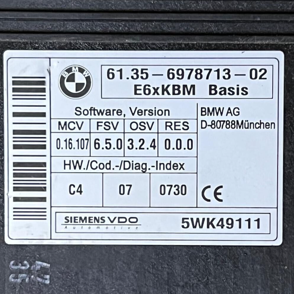 2004-2007 BMW E60 530i 525i 535i BODY CONTROL MODULE BCM - 5WK49111 / 6978713-02