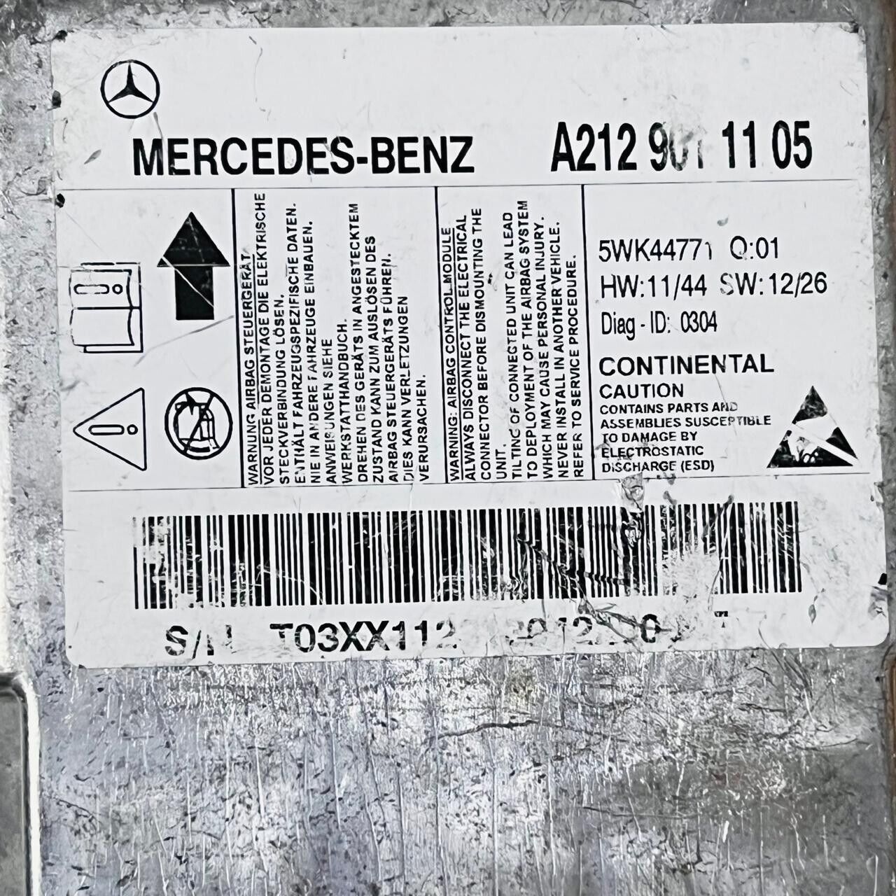 2014-2016 Mercedes-Benz W212 AirBug Control Module - A2129011105 / 5WK44771