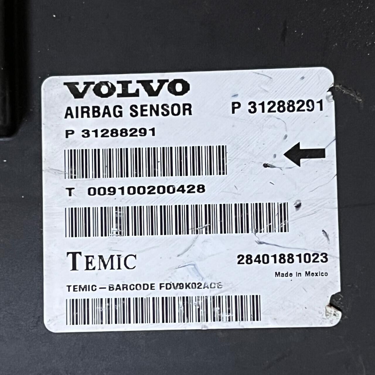 2010-2013 Volvo S80 SRS Airbug Control Unit - P31288291 / T009100200428