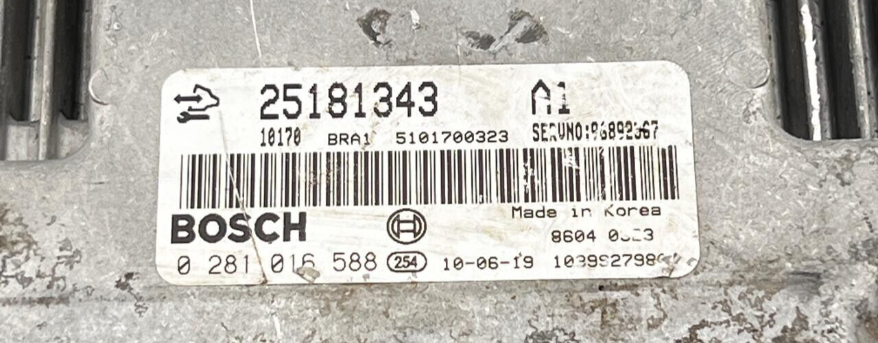 06-15 CHEVROLET CAPTIVA 2.0 DIESEL CONTROL  ECU BOSCH 25181343 BOSCH0281016588