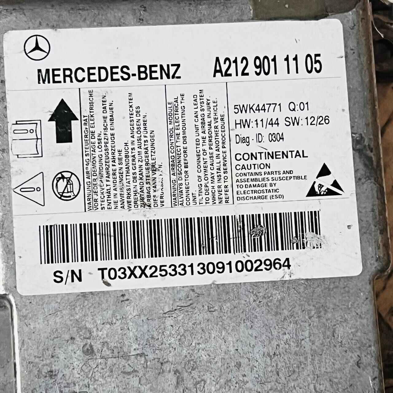 2014-2016 Mercedes-Benz W212 AirBug Control Module - A2129011105 / 5WK44771