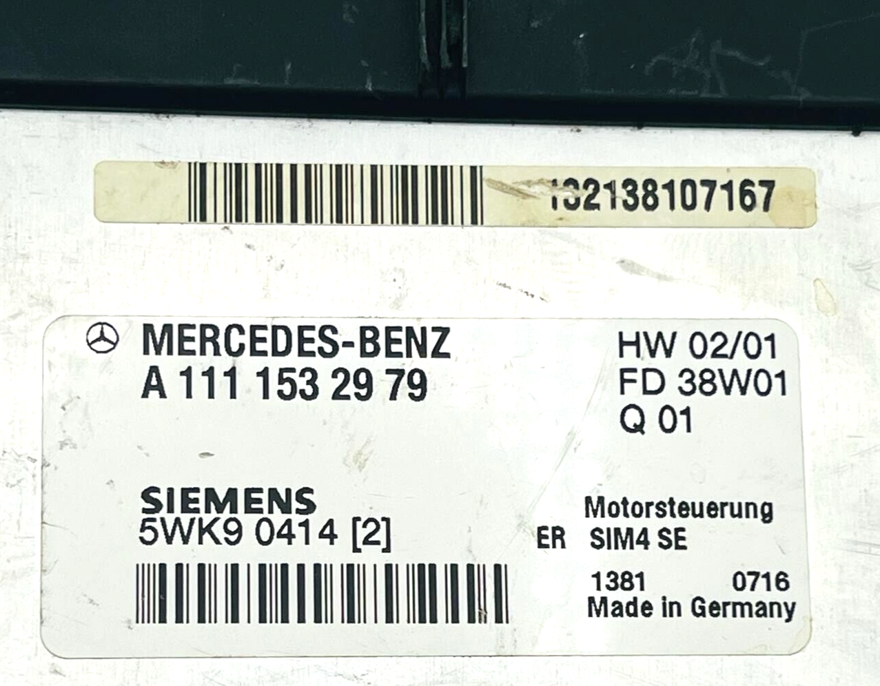 2005 MERCEDES C CLASS W203 C180 ENGINE ECU A1111532979 5wk90414