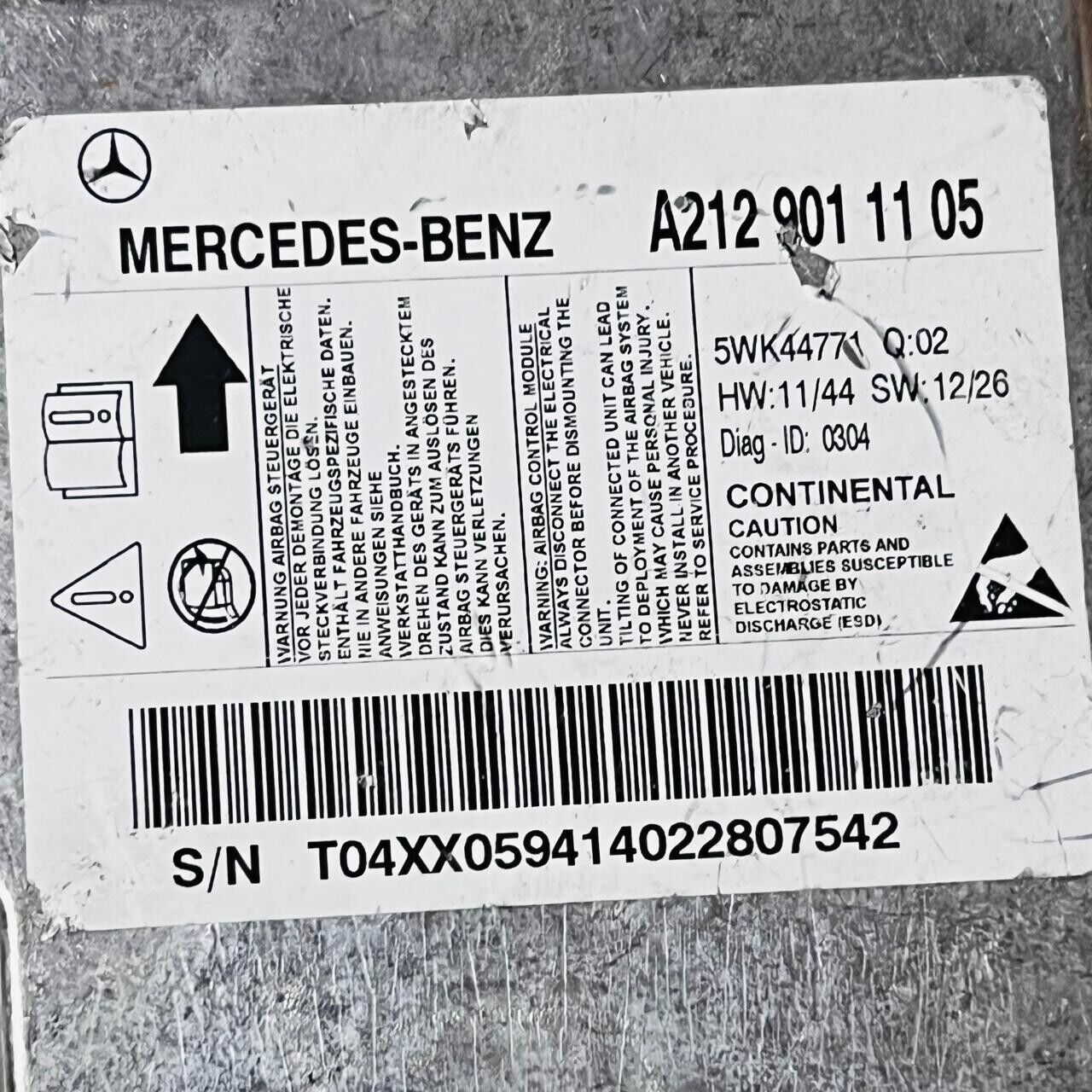 2014-2016 Mercedes-Benz W212 AirBug Control Module - A2129011105 / 5WK44771