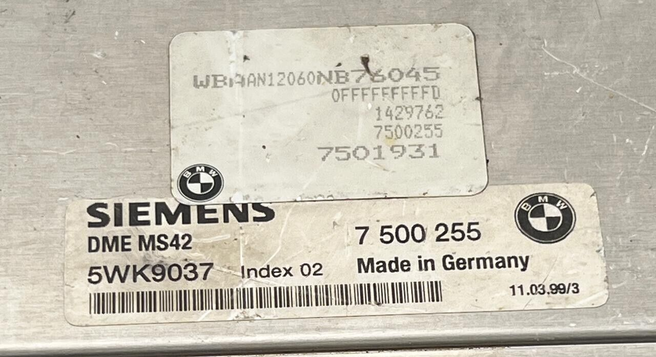 BMW E39 E46 323i 523i M52 Unité de Commande Moteur 7500255 Siemens Dme MS42