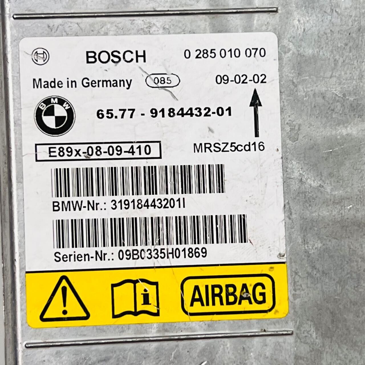 2008-11 BMW Airbg Control Module - 65.77-9184432-01 / 0285010070 / 31918443201I