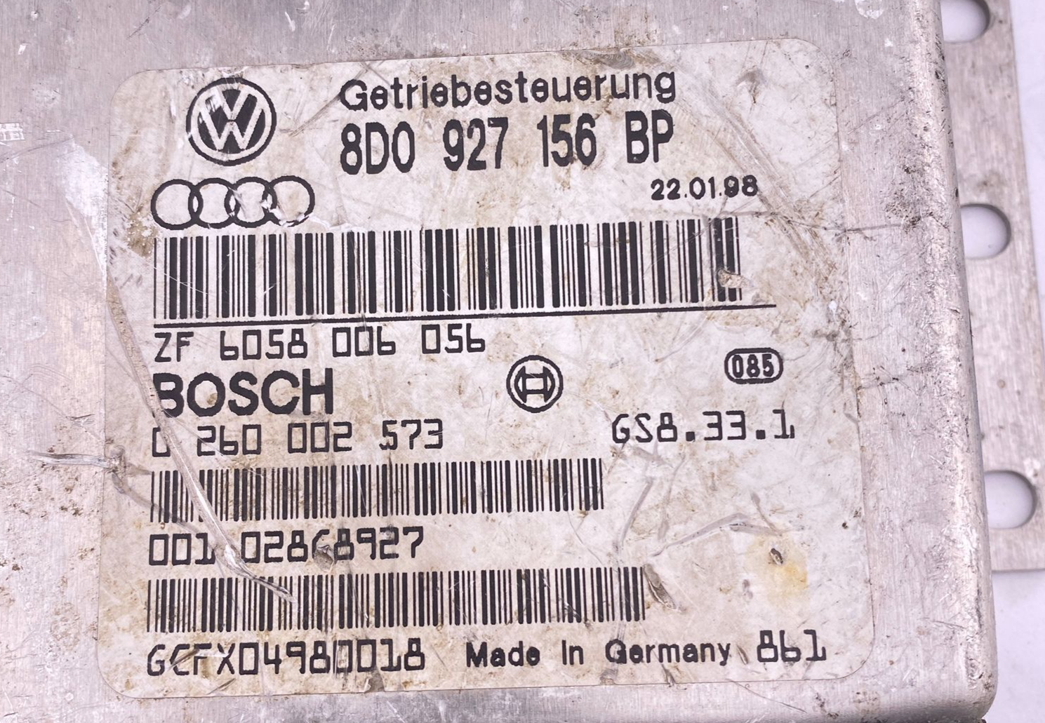 AUDI A4 QUATTRO AGA APS 8D0927156BP TRANSMISSION TCU 5HP19 1999 - 2001