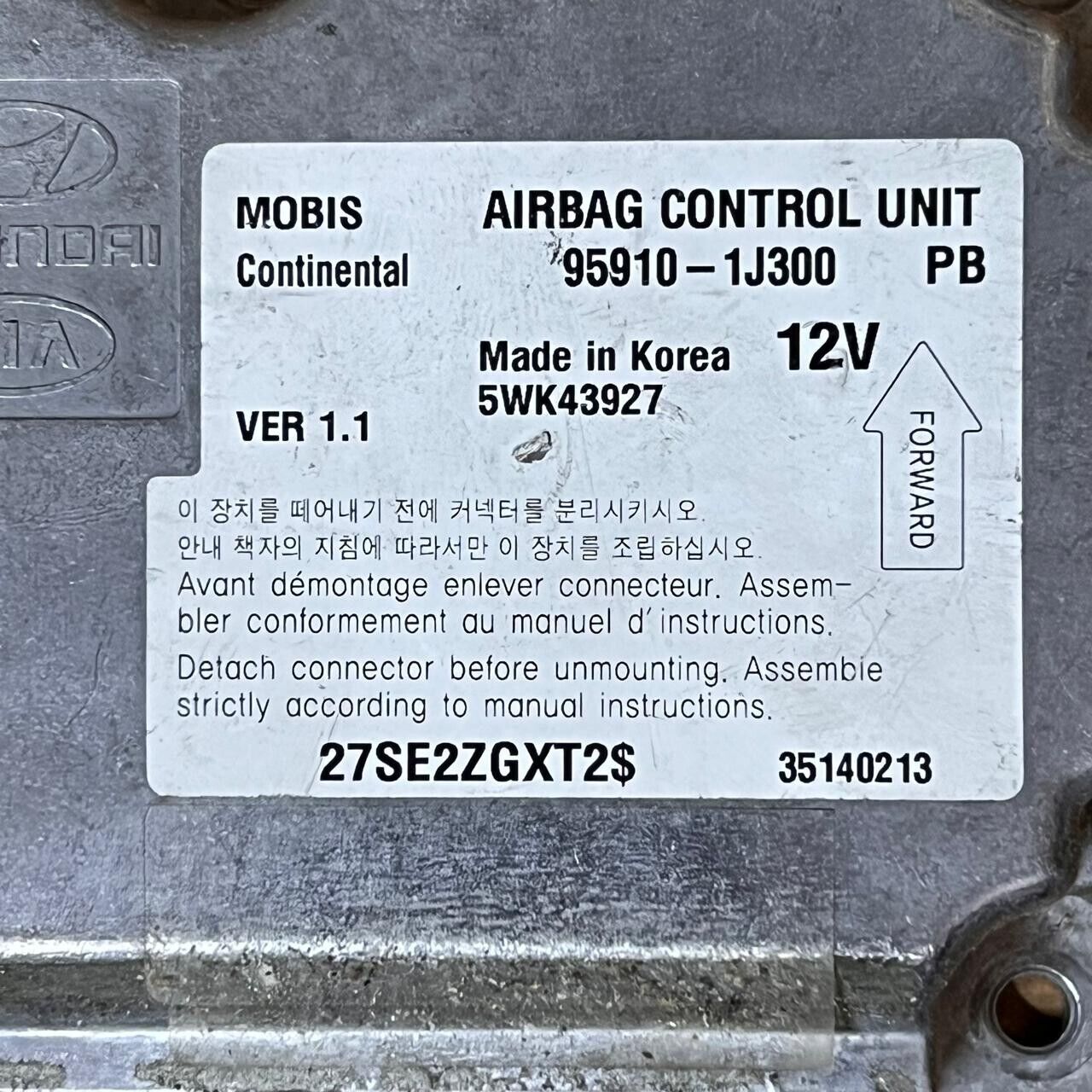 SRS Fit Hyundai i20 Arbag Control Unit 95910-1J300 / 5WK43927