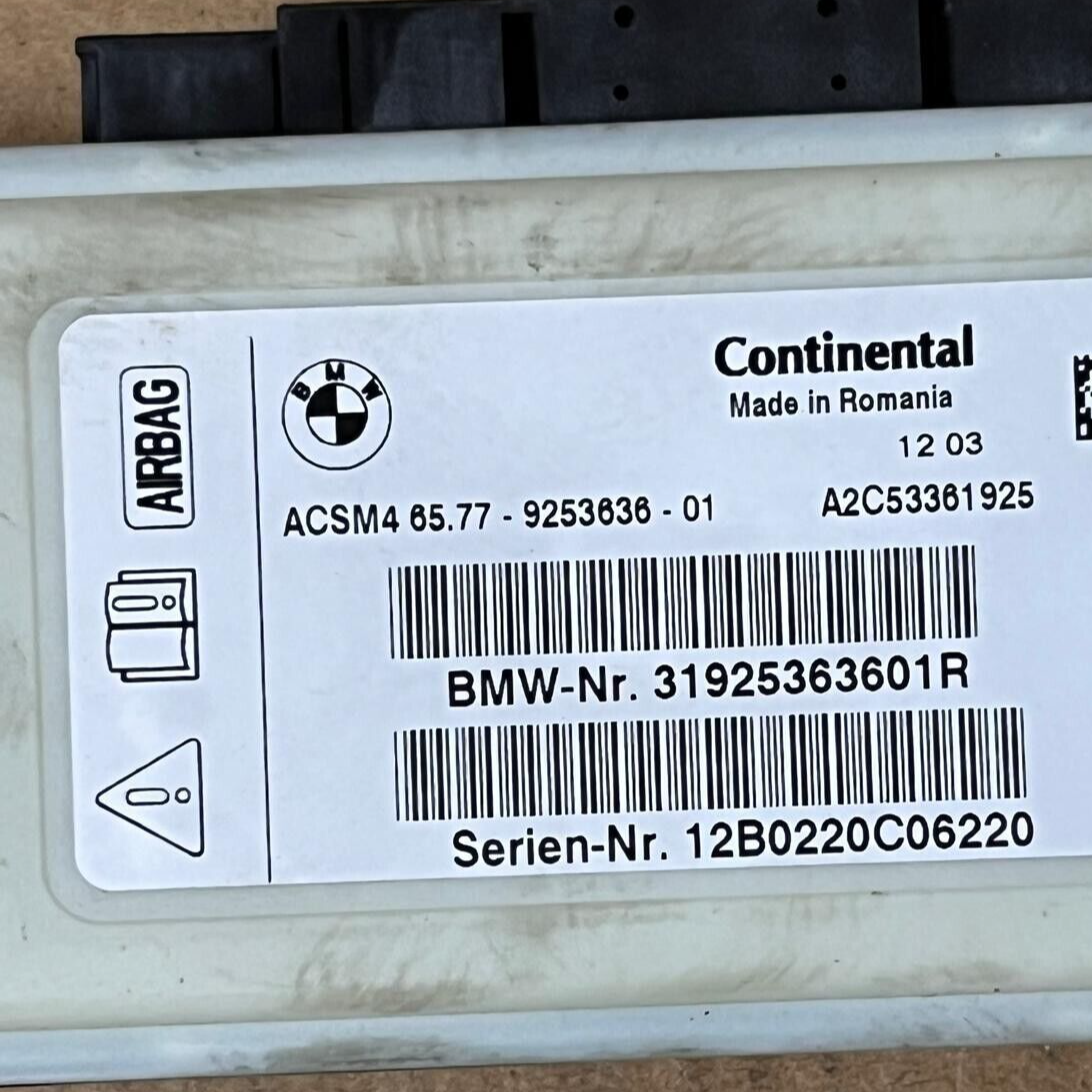 2011 BMW X3 F25 SRS Control Unit ECU - A2C53361925 / 9253636 / 31925363601R