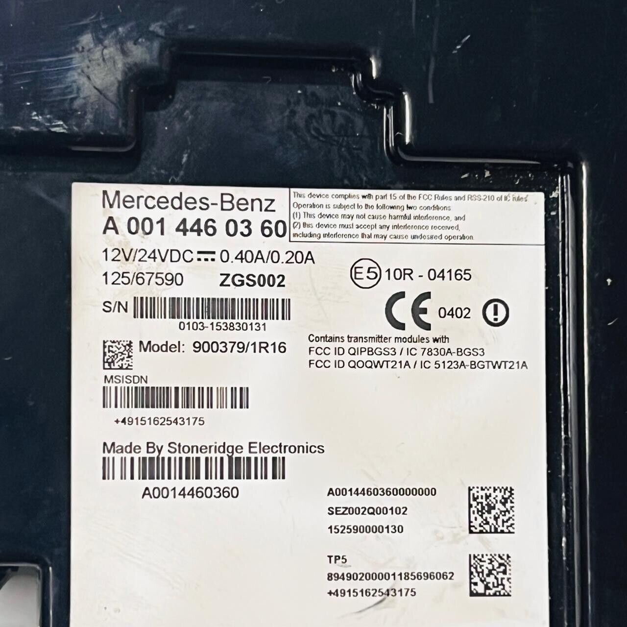 Mercedes Benz Actros MP4 fleet board telematics ECU A0014460360