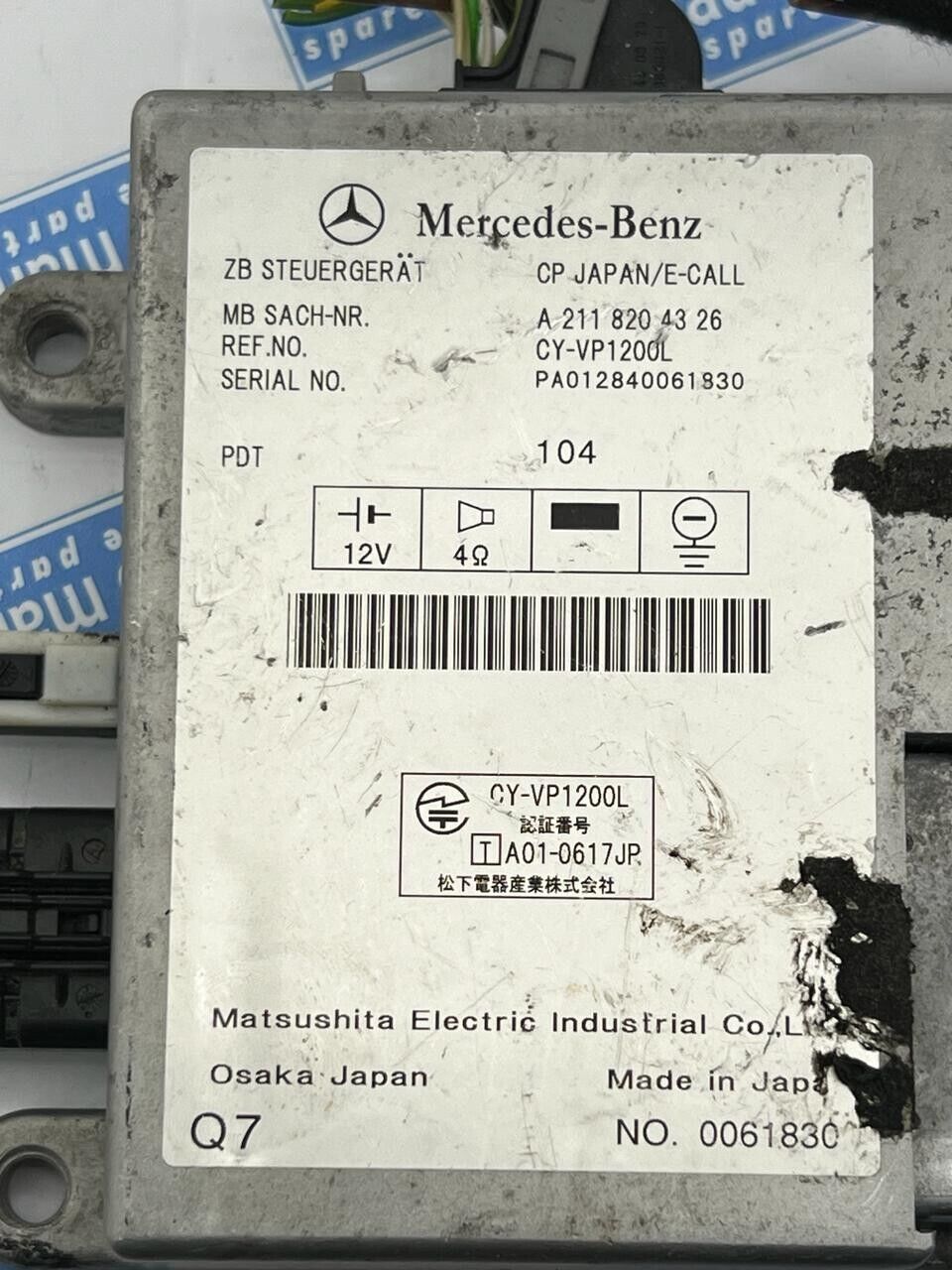 03-06 Mercedes E55 E500 E320 W211 Emergency Call Module JDM Japan E-Call OEM 04