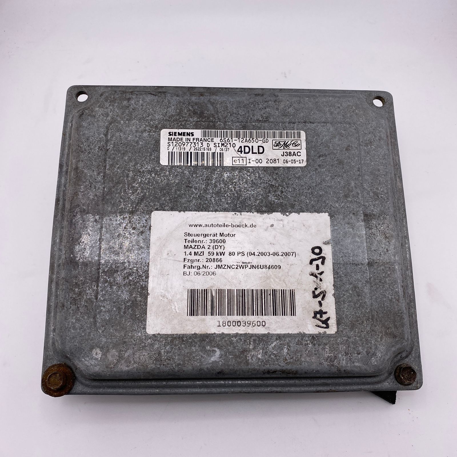 2006 Ford Fiesta   Engine Control Module Unit 6S61-12A650-GD S120977313D